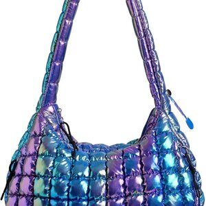 Spacious Puffer Tote Bag for Women - Lightweight Quilted Hobo in Nebula